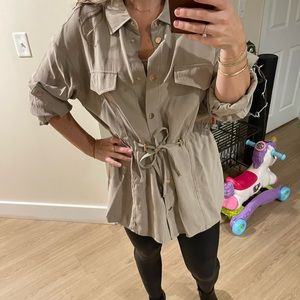 Zara Drawstring Waist Oversized Shirt NWT